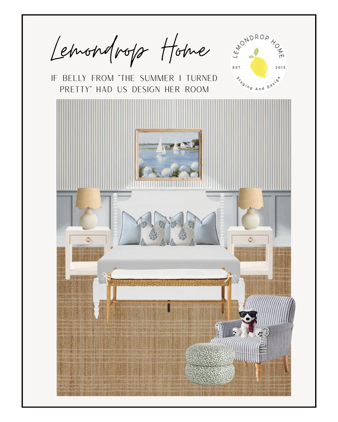 If Belly had us design her room… it would be all about carefree coastal vibes — light linens, stripes, rattan textures, and just a touch of nostalgia. 🌊✨ The kind of space you’d come home to after a late summer night at the Cousins Beach house. 🍉☀️ 

 