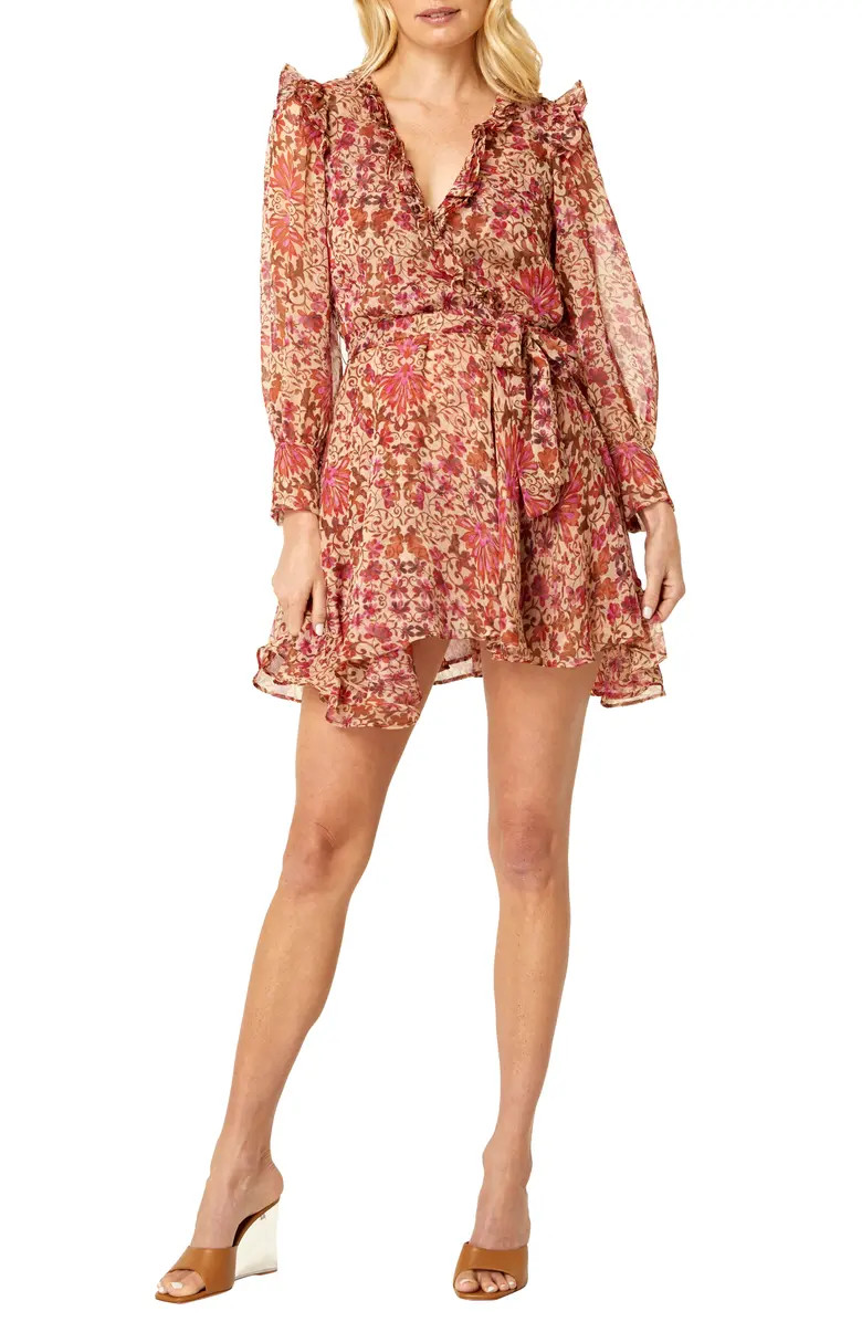 MISA Los Angeles Veruka Floral Print Ruffle Long Sleeve Faux Wrap Dress | Nordstrom | Nordstrom