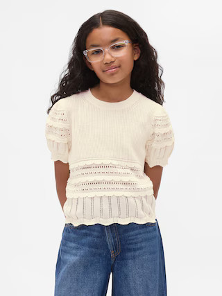 Kids Scalloped Mixed-Stitch Sweater | Gap (US)