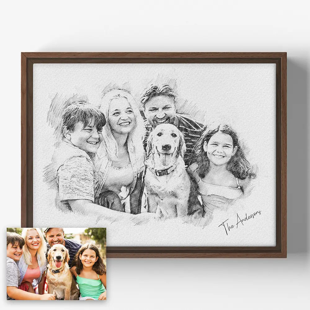 The Sketch Edit - Custom Horizontal Family Portrait Canvas | Lime & Lou (US)