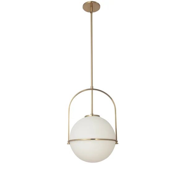 Adlyna 1 Light Incandescent Pendant, Matte Black With White Opal Glass | Wayfair North America