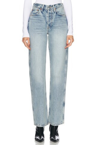 RE/DONE 90s High Rise Loose Jeans in Denim-Light | FWRD 