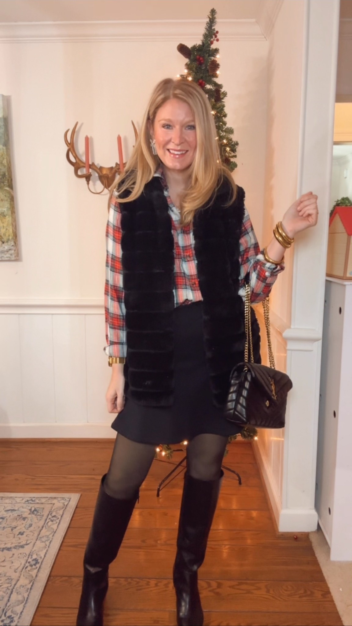 What I wore to the nutcracker! These fleece lined tights are crucial in the winter! 