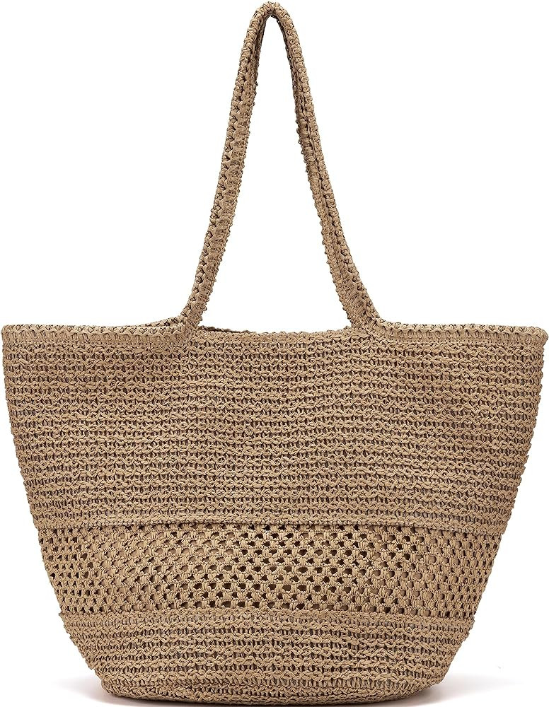 Travel Essentials Mesh Large Beach Bag Beach Essentials The Tote Bag Straw Purses For Women Gym B... | Amazon (US)