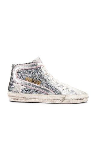Golden Goose Slide Sneaker in Sparkling Glitter, Pink & White Star from Revolve.com | Revolve Clothing (Global)