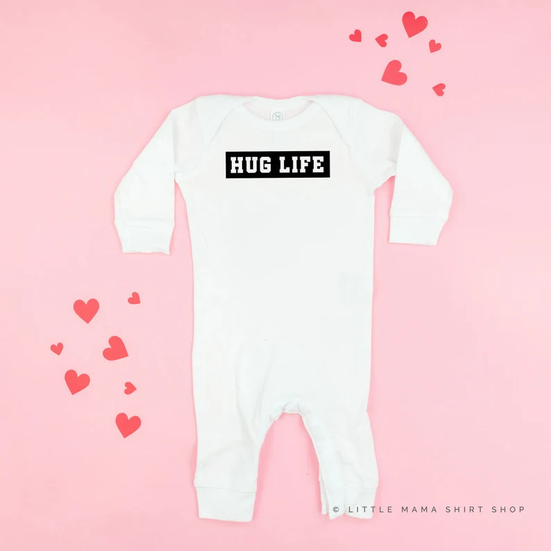 Hug Life One Piece Baby Sleeper Valentine Pajama Valentine's Day Outfit Valentine Shirts Baby Val... | Etsy (US)