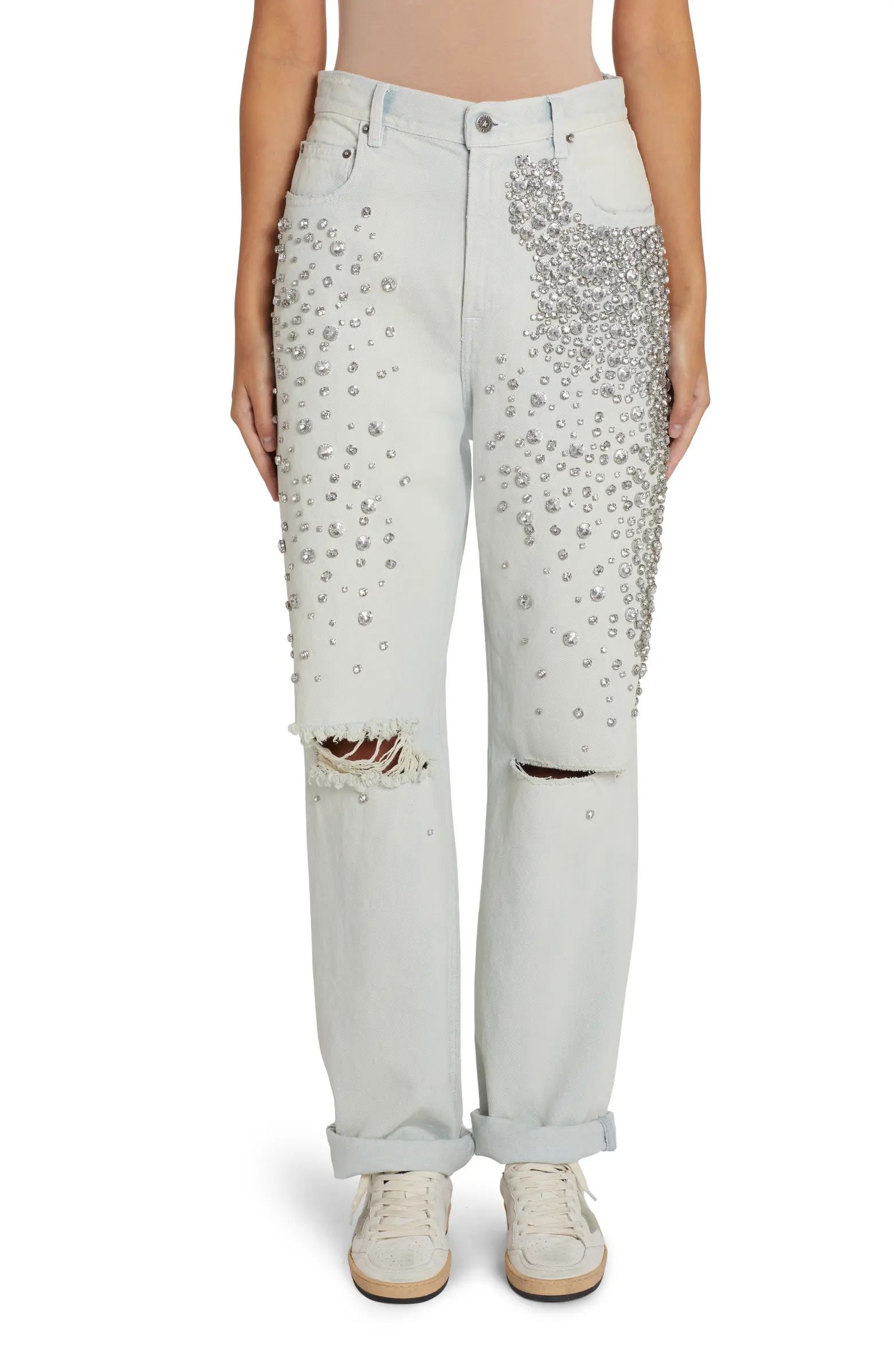 Kim Crystal Embellished Distressed Jeans | Nordstrom