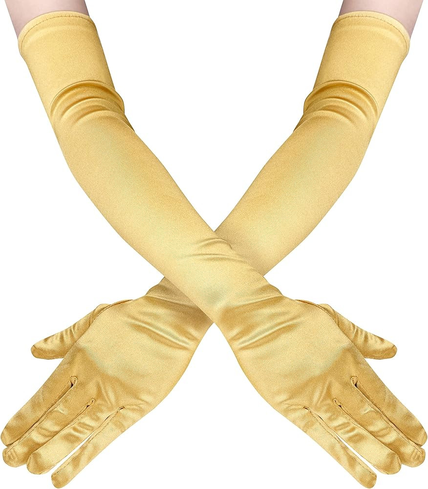 Long Opera Party Gloves for Women 1920s 20s Satin Gloves Costumes Elbow Length Bridal Evening Dre... | Amazon (US)