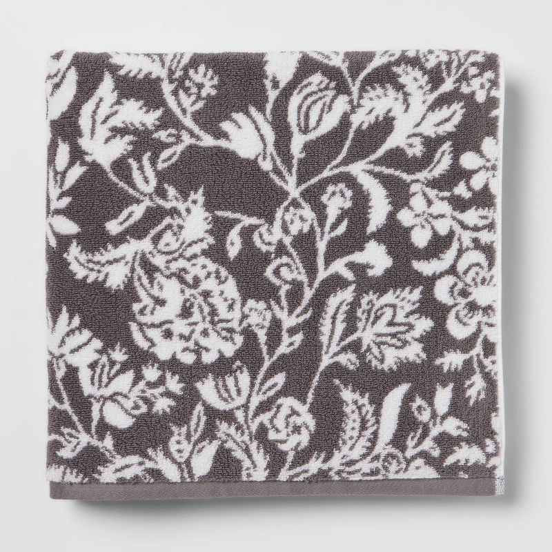 Performance Bath Towel Dark Gray Floral  - Threshold&#8482; | Target