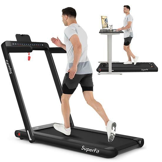 Costway Up To 7.5MPH 2.25HP 2 in 1 Dual Display Screen Treadmill Jogging Machine W/APP Control Bl... | Best Buy U.S.