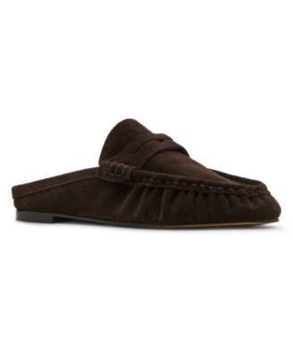 Steve Madden Women's Rafe Tailored Slip-On Loafer Mules - Burgundy Shiny | Macy's