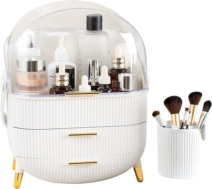 CANITORON Makeup Storage Organizer，Clear Cover Cosmetic Display Case with Two Tier Storage Box ... | Amazon (US)