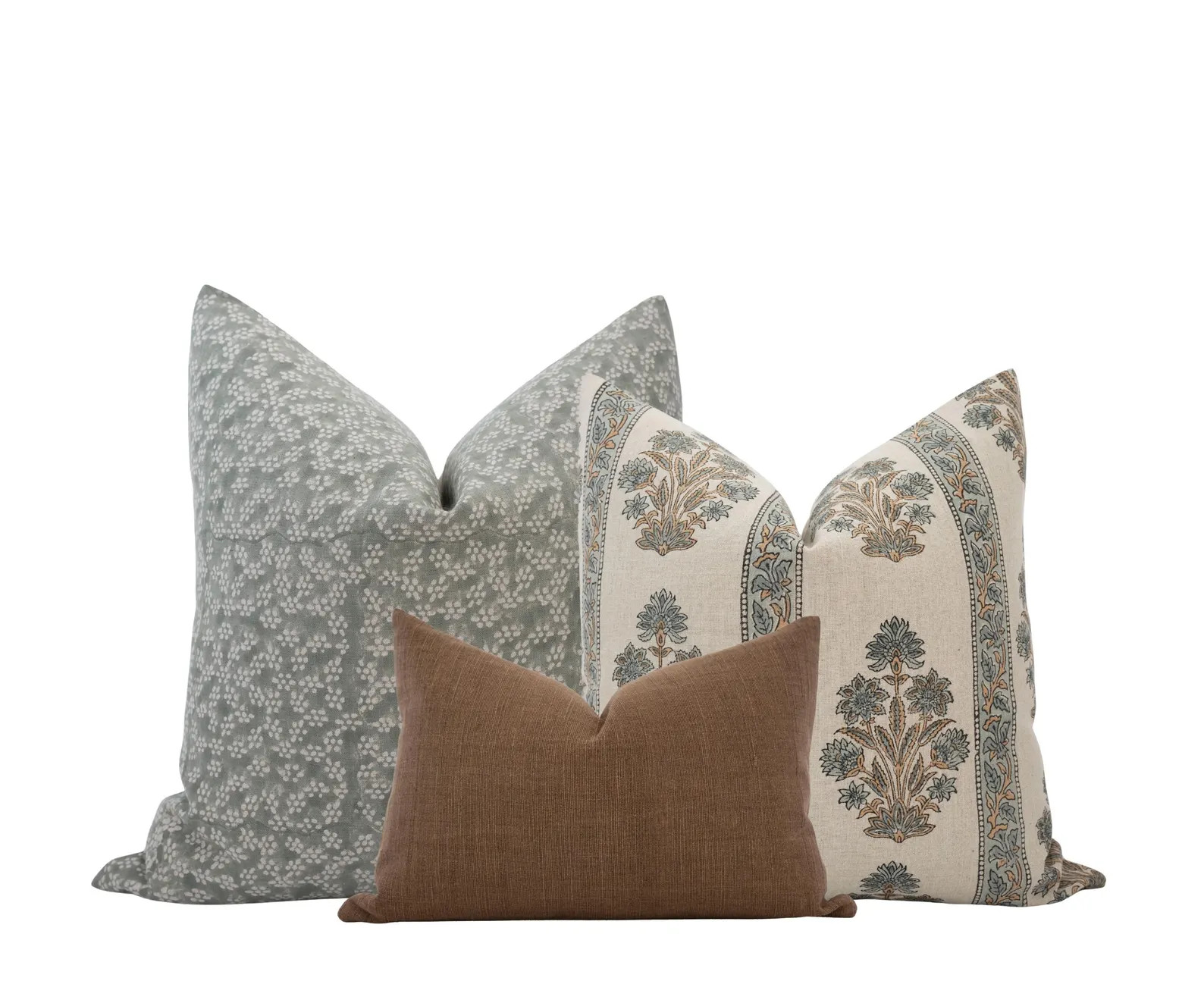 Pillow Cover Combo Brown Pillow Cover Combo Moody Pillow Cover Set Block Print Pillow Combo Black... | Etsy (US)