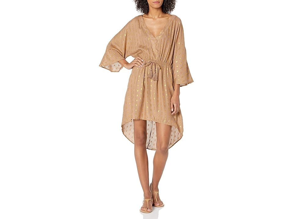 Kenneth Cole Women's Standard High-Low Tie Front Mini Dress Swimsuit Cover Up (Desert/Nudes) Women's | Zappos