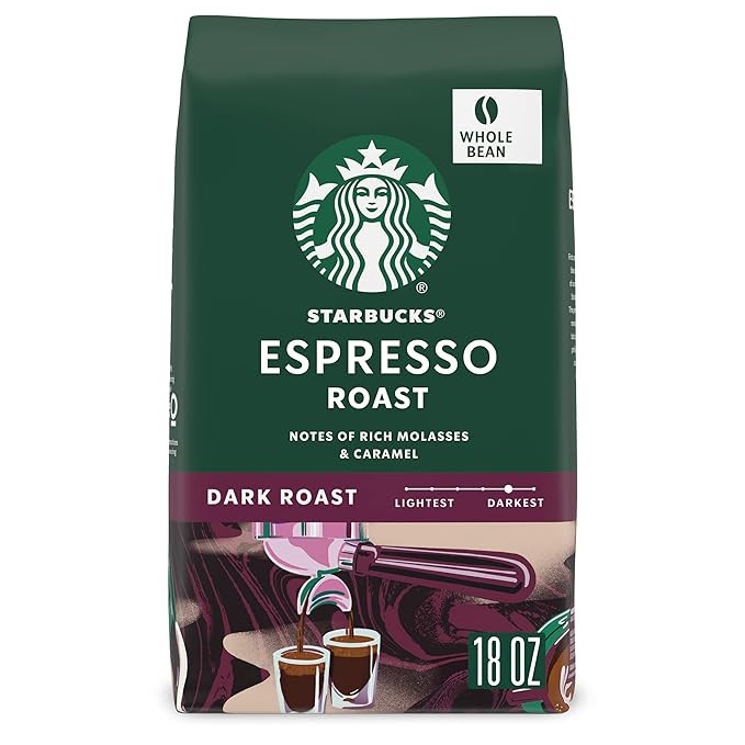 Starbucks Whole Bean Coffee, Dark Roast Coffee, Espresso Roast, 100% Arabica, 1 bag (18 oz) | Amazon (US)