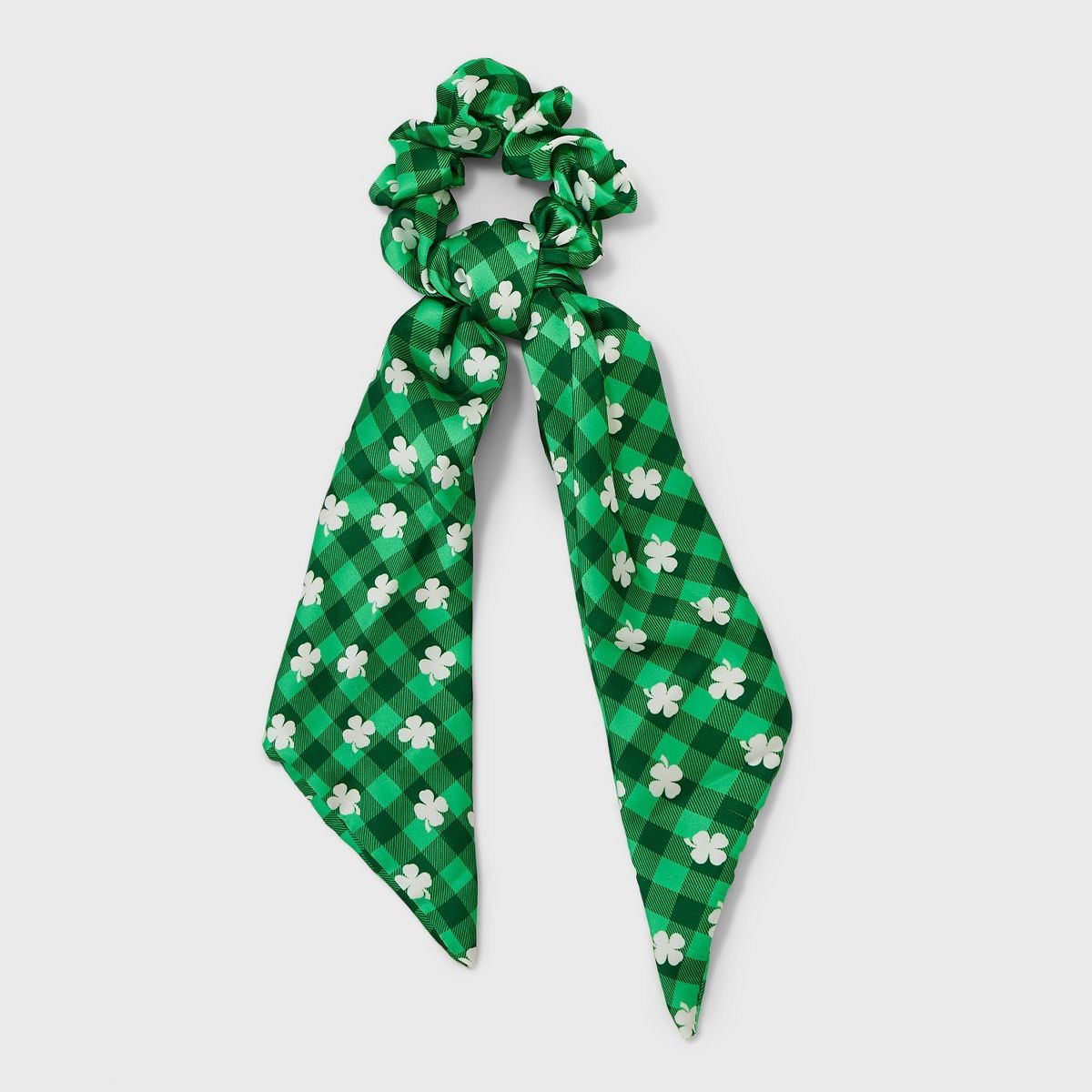 St. Patrick's Day Satin Shamrock Print Hair Twister with Tails - Green/White | Target