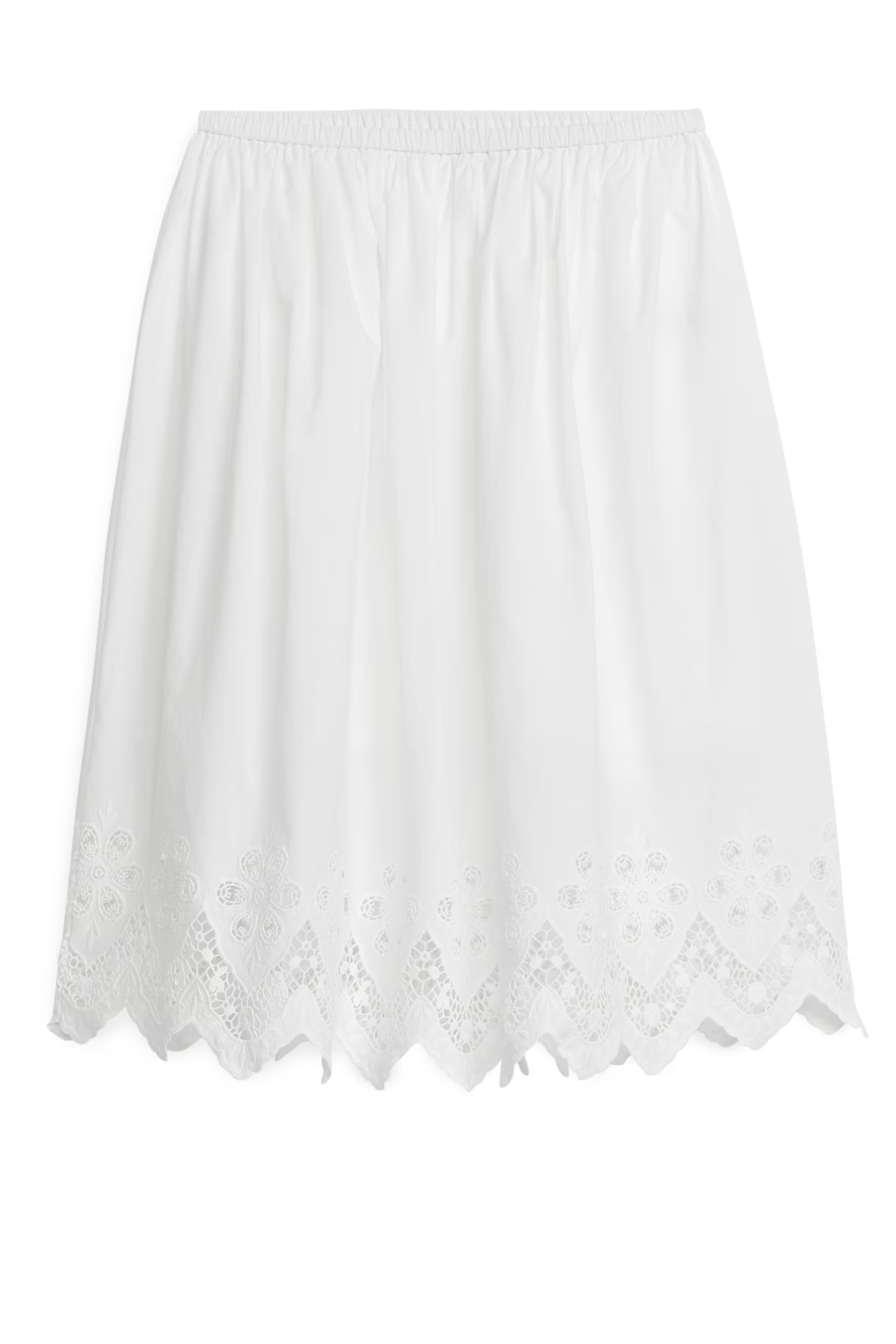 Rock mit Spitzenbesatz - Normale Bundhöhe - Midi - Weiß - Ladies | H&M AT | H&M (DE, AT, CH, NL, FI)