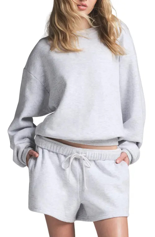 SKIMS Cotton Fleece Blend Classic Crewneck Sweatshirt in Light Heather Grey at Nordstrom, Size Medium | Nordstrom
