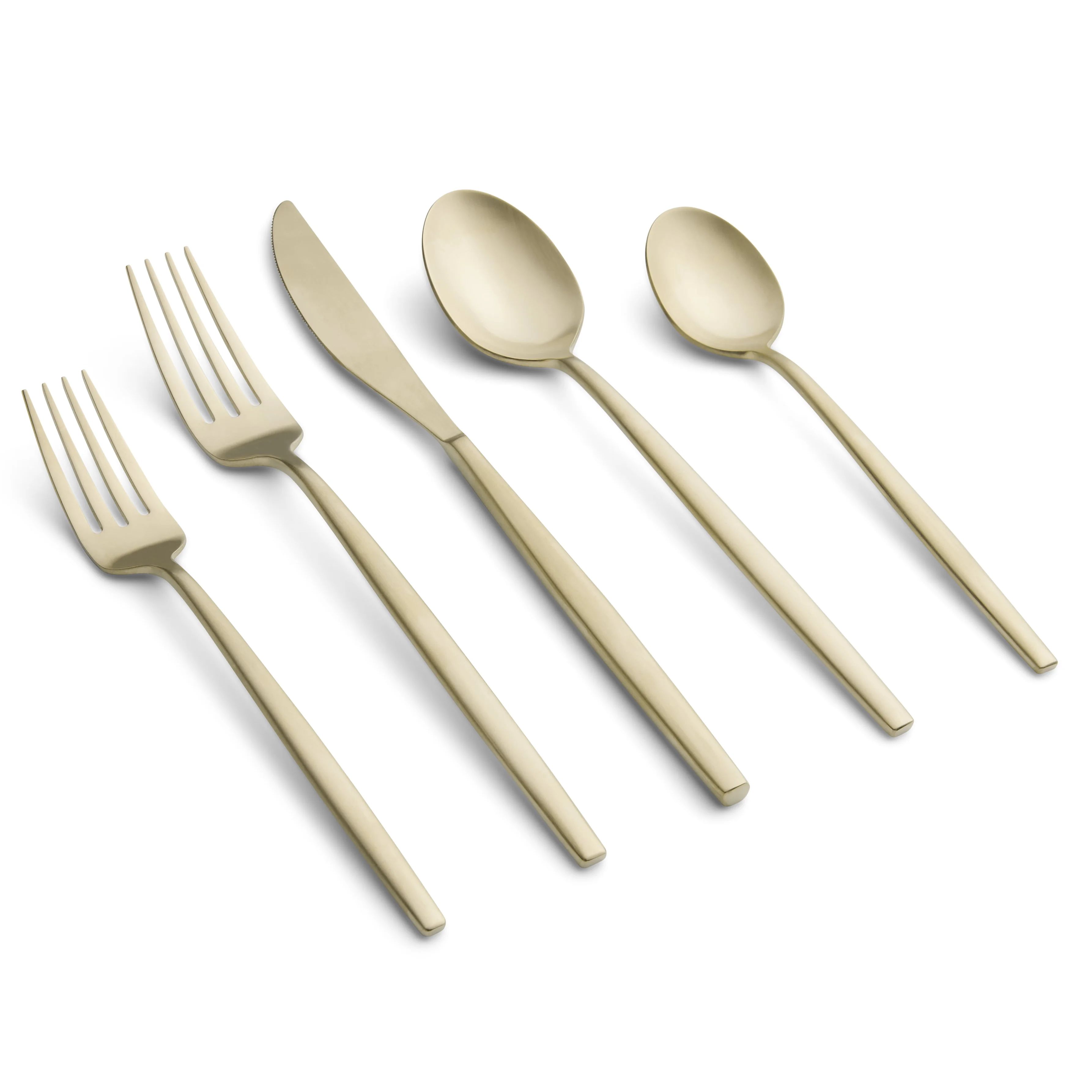 Graze by Cambridge Kiki Champagne Satin Forged 18/0 Stainless Steel 20-Piece Flatware Set, Servic... | Walmart (US)