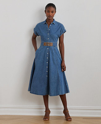Lauren Ralph Lauren Women's Buckle-Trim Denim Shirtdress - Macy's | Macy's