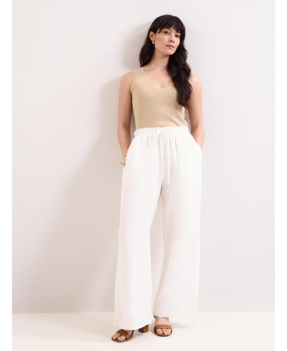 Phase Eight Women's Rowan Wide Leg Linen Trousers - White | Macy's