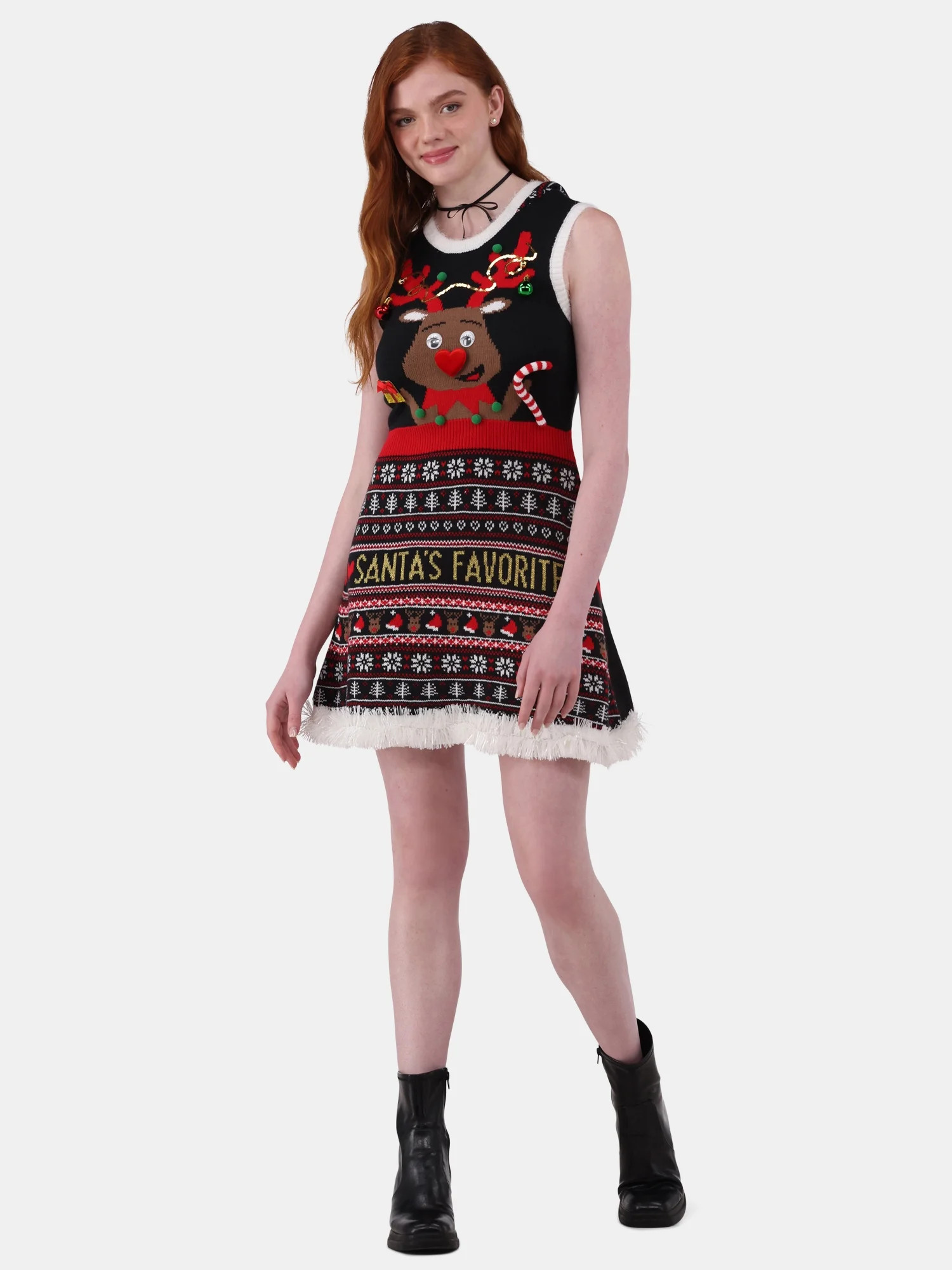 No Boundaries Women's Kitchy Holiday Santa Fave Dress | Walmart (US)