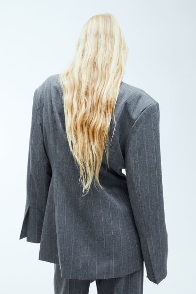 Double-breasted blazer - Grey/Pinstriped - Ladies | H&M GB | H&M (UK, MY, IN, SG, PH, TW, HK)
