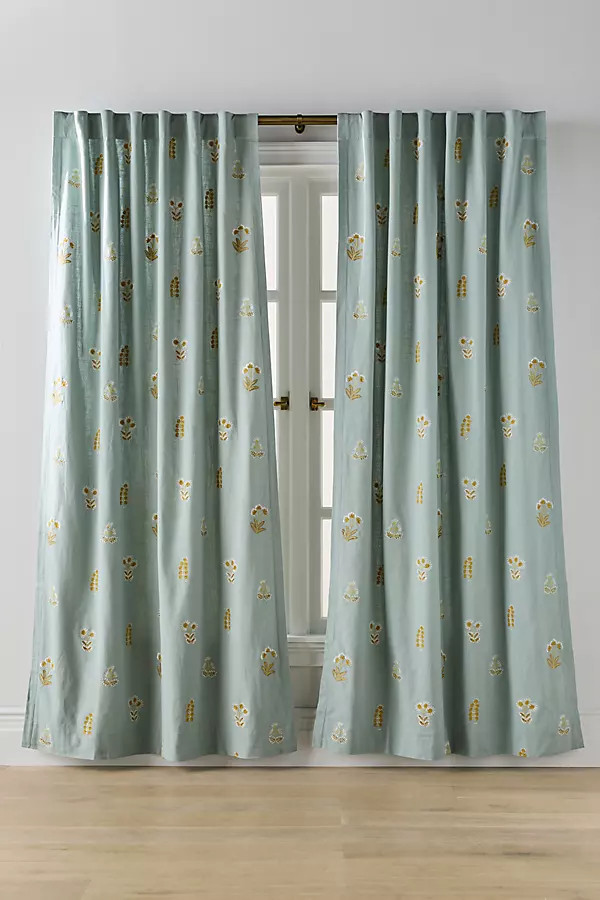 Rosalie Cotton Embroidered Floral Curtain | Anthropologie (US)