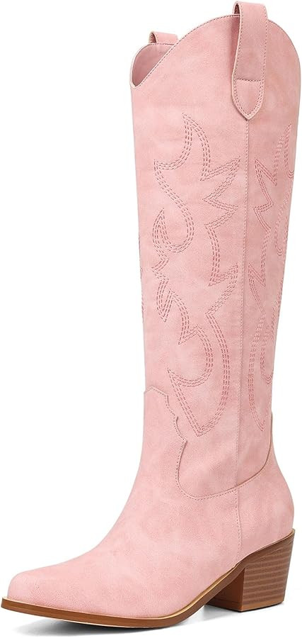 VIMISAOI Western Cowboy Boots for Women Knee High Wide Calf Cowgirl Boots with Embroidered Design... | Amazon (US)