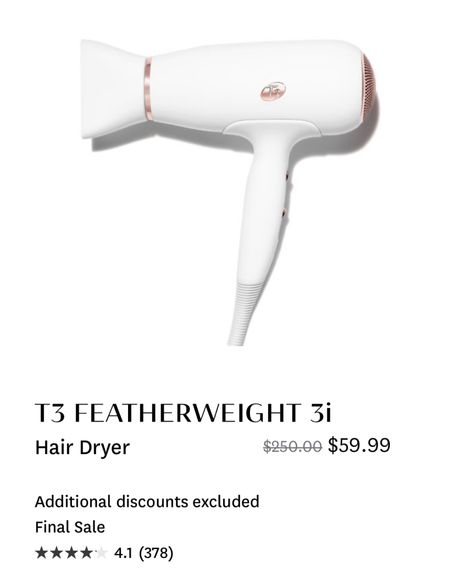 Great deal on a T3 hairdryer!


#LTKunder100 #LTKbeauty #LTKFind
