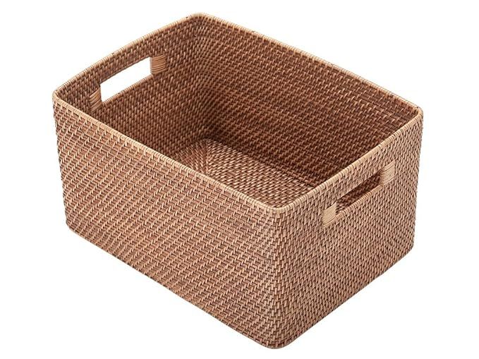 KOUBOO 1060010 Rattan Utility Basket, 17.2" x 12.8" x 9.2", Bronze | Amazon (US)