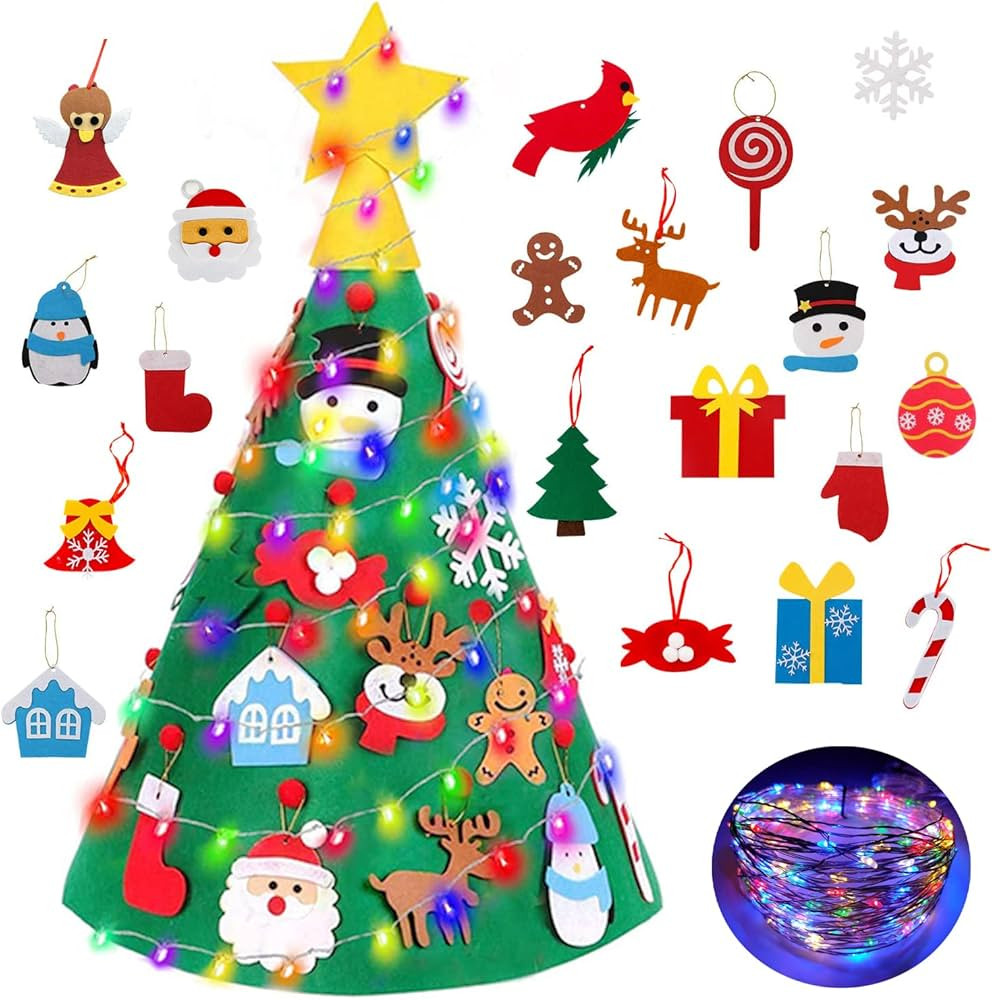 3D Albero Natale Feltro con luci per Bambini Regalo 90 cm Albero di Natale in Feltro Stump Stereo... | Amazon (IT)