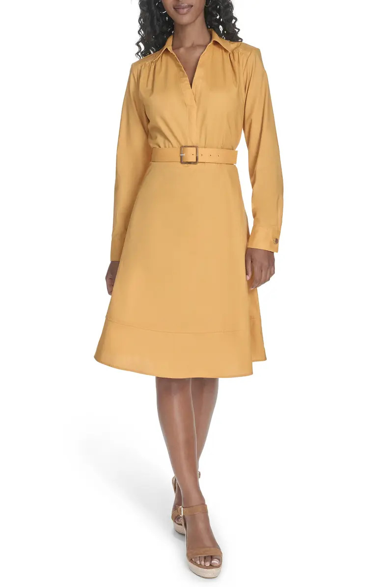 Calvin Klein Belted Long Sleeve Dress | Nordstromrack | Nordstrom Rack