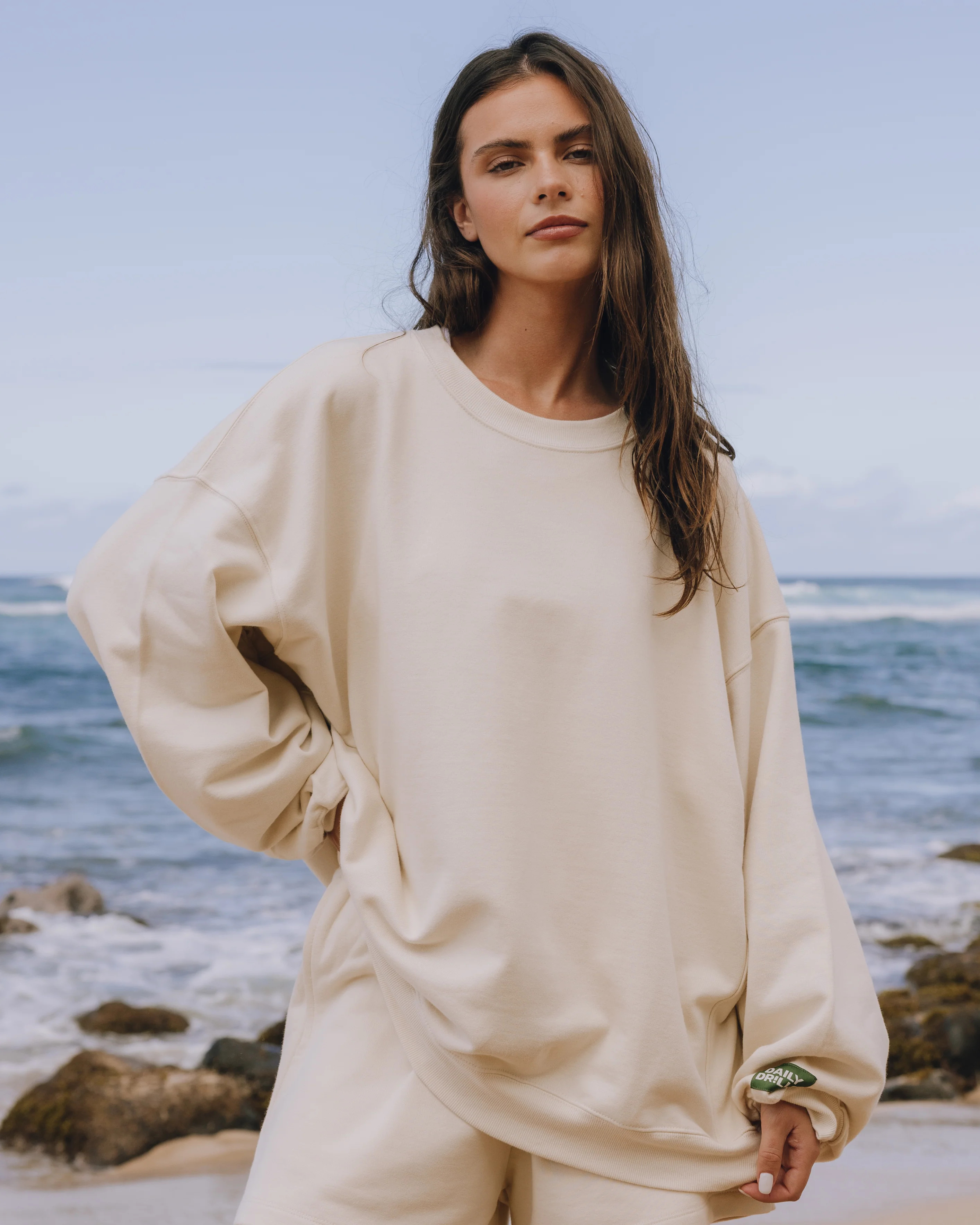 Unisex Oversized Crew - Sand | Daily Drills