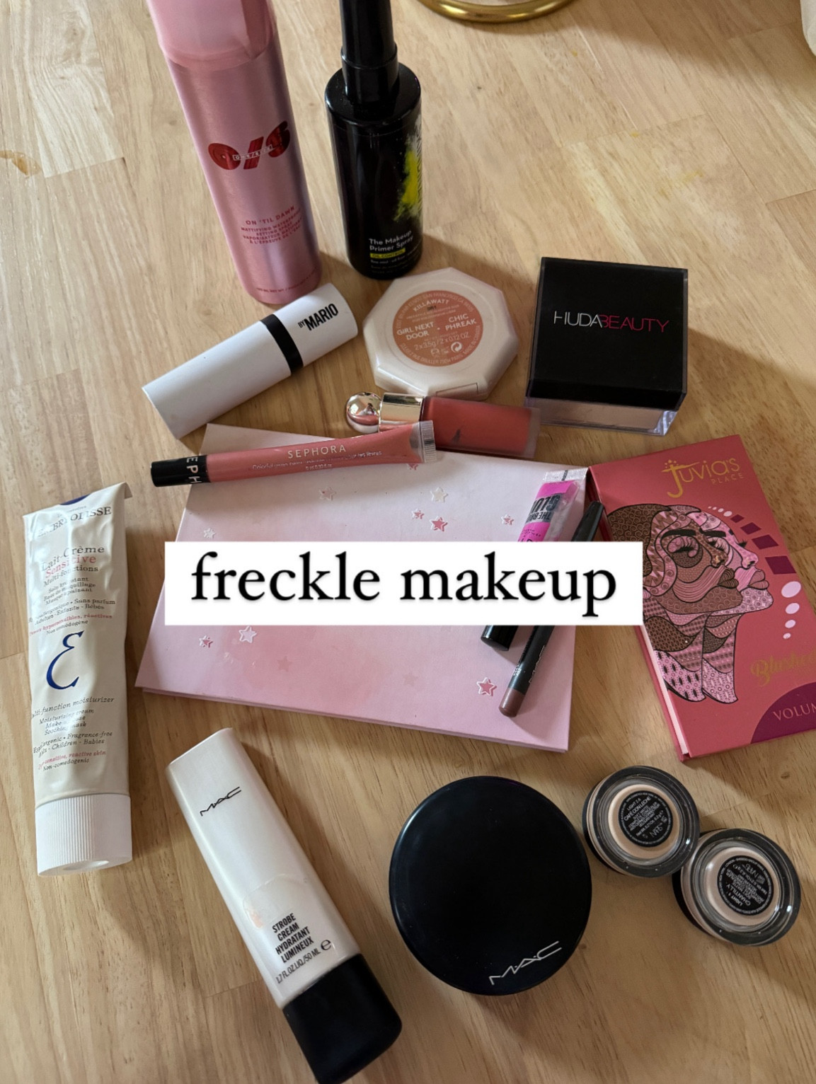 foundation free freckle makeup (from my posted tutorial) linked the custom shadow palette in a separate post :)