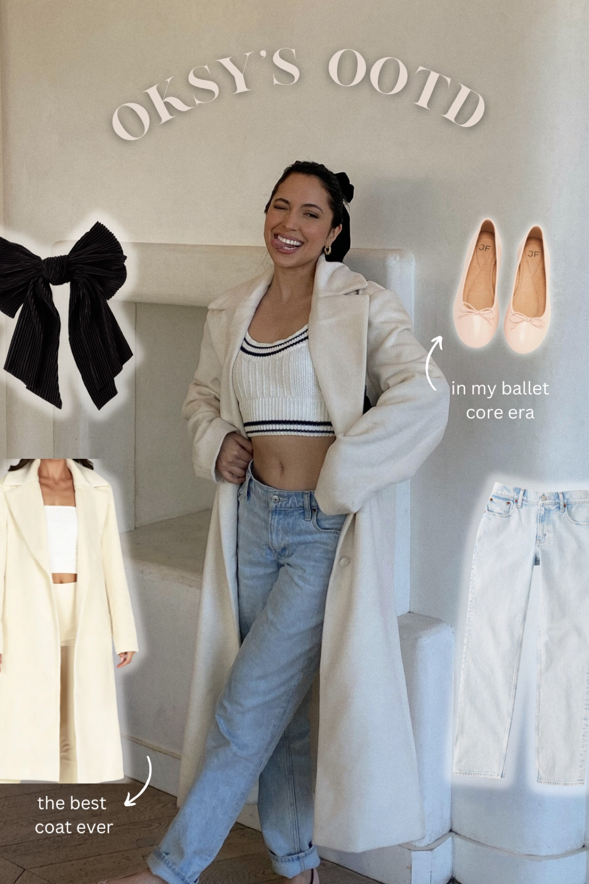 ballet core ootd #justfab flats #anercrombie everyday jeans #meshki white coat #springsttle #springootd

#LTKsalealert #LTKSeasonal #LTKstyletip