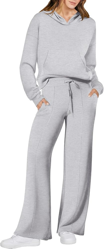 ANRABESS Womens Two Piece Outfits Hoodies Sweatsuits Fall Casual Loose Wide Leg Sweat Lounge Sets... | Amazon (US)