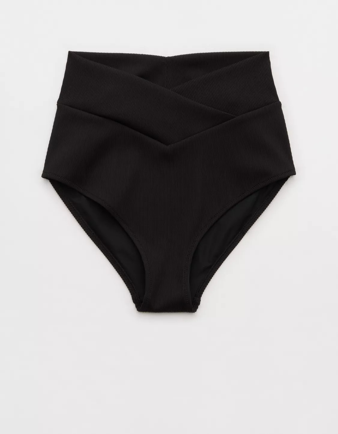 Aerie High Rise Full Coverage Crossover Ribbed Bikini Bottom | American Eagle Outfitters (US & CA)