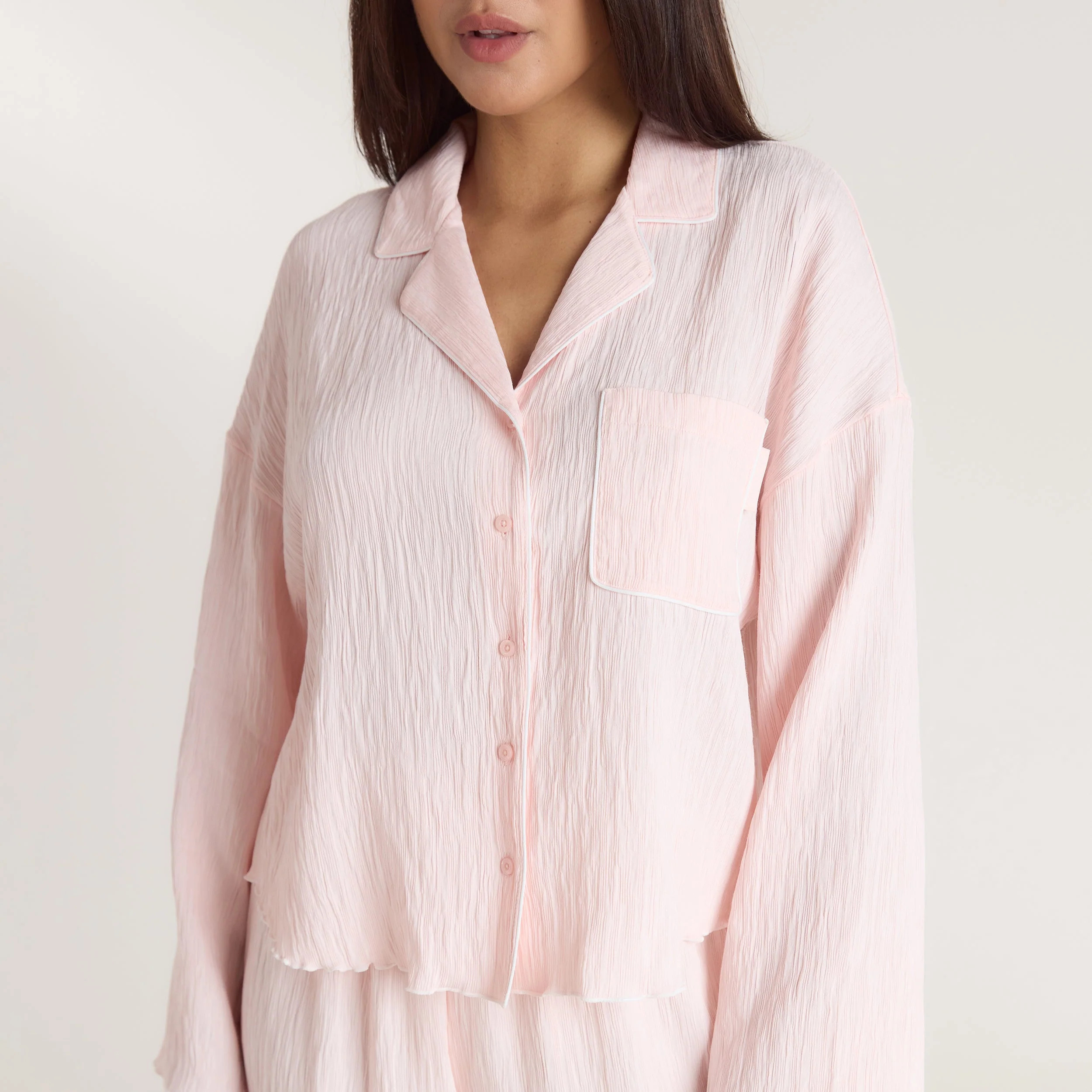 Crinkle Pajama Shirt - Pink | Lounge (US)