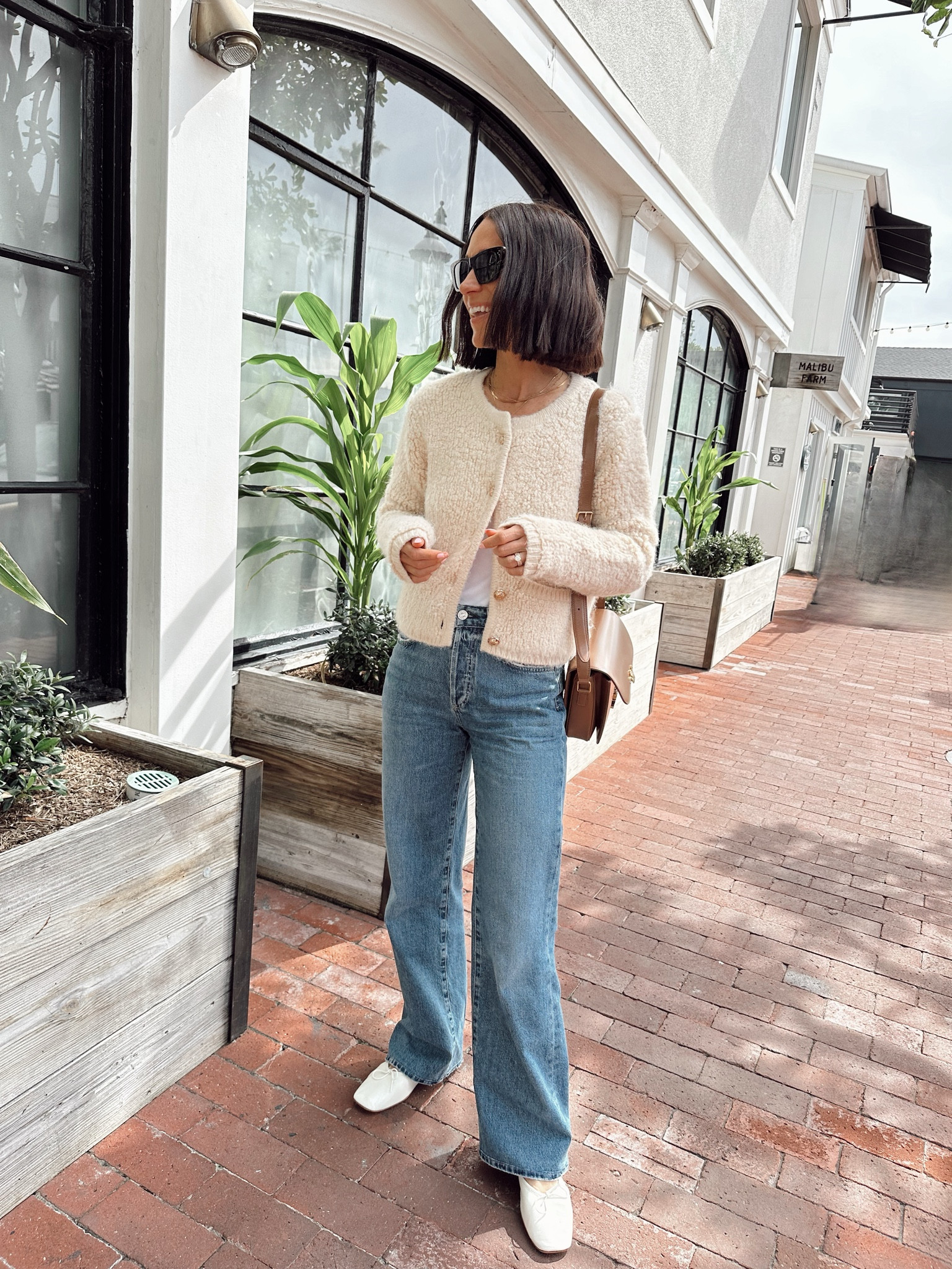 Today’s outfit 
Lady jacket is warm and easy to layer with- wearing a tank underneath it today. Runs tts 
Jeans are so soft- run tts 
Flats are a buttery soft leather and zero break in- tts 

#LTKover40