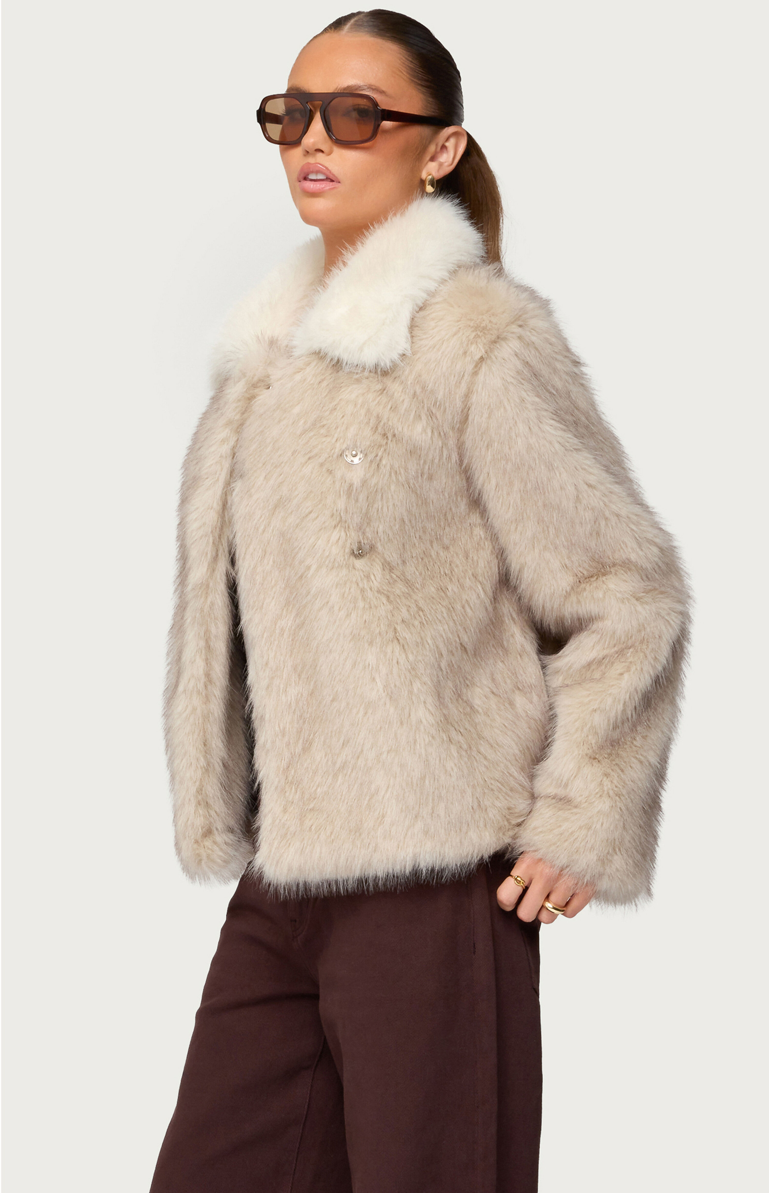 Edikted Contrast Collar Faux Fur Jacket | PacSun