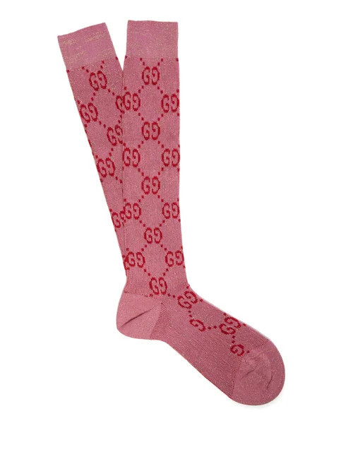 Gucci - Gg Intarsia Cotton Blend Socks - Womens - Pink Multi | Matches (US)