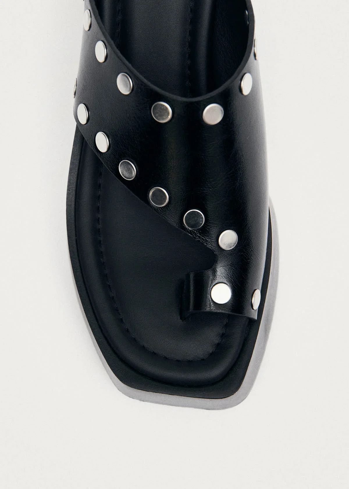 Nova Studs Black Leather Sandals | ALOHAS (Global)
