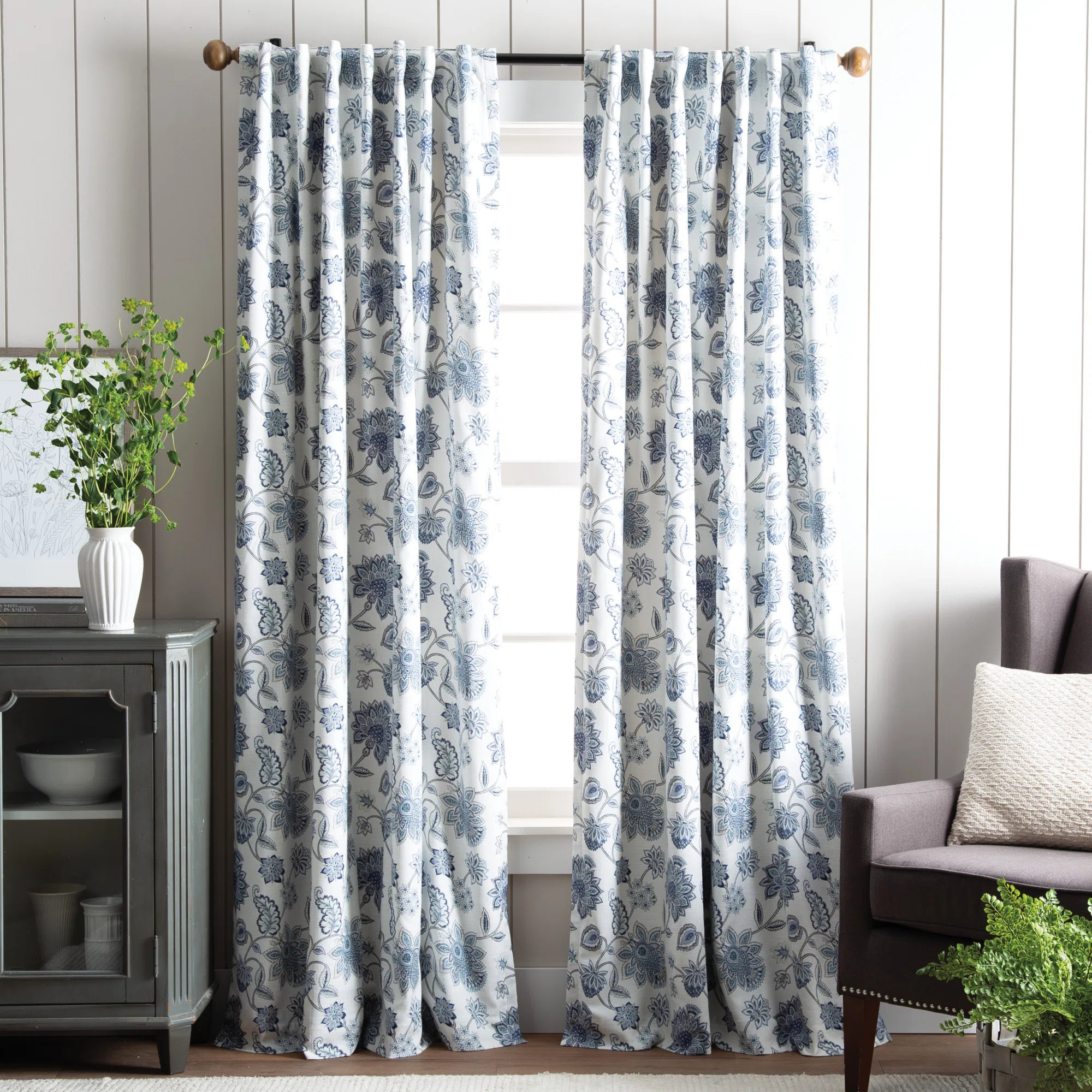 Martha Stewart Jakarta Cotton Blend Floral Blackout Rod Pocket Curtain Panels & Reviews | Wayfair | Wayfair North America