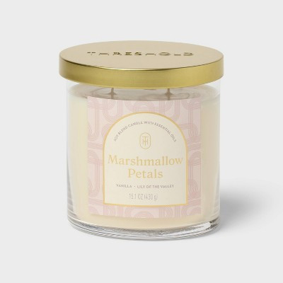 15.1oz 2-Wick Lidded Glass Jar Candle Marshmallow Petals - Threshold™ | Target