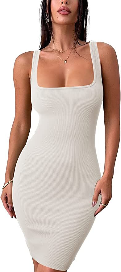 ioiom Womens Sexy Bodycon Tank Dress Sleeveless Basic Club Dresses | Amazon (US)