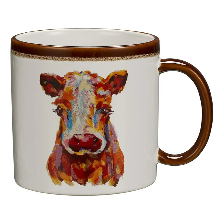 Mainstays Farm Cow Sculpted Stoneware Mug, 19.27 Ounces, White - Walmart.com | Walmart (US)