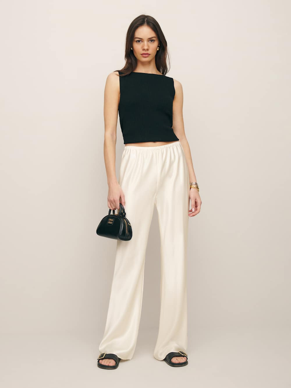Gale Satin Mid Rise Bias Pant | Reformation (Global)