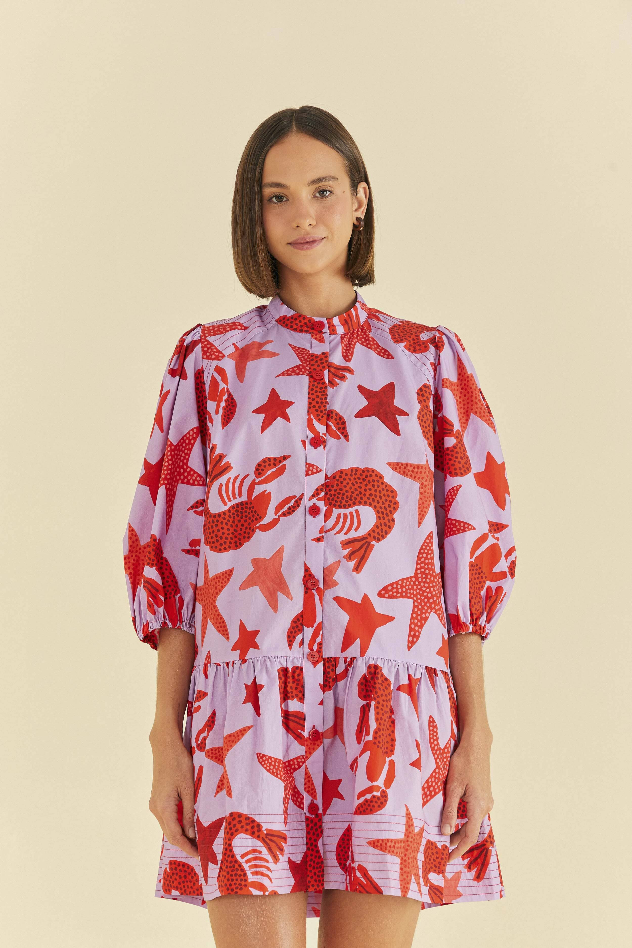 Lobster Sky Mini Dress | FarmRio (US)