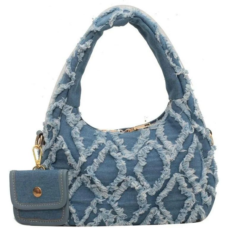 Women Small Shoulder Bags Quilted Crossbody Distressed Jean Denim Purse Evening Bag Clutch Handba... | Walmart (US)